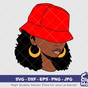 afroamerikanische Fischerhut Frau | Digital SVG - DXF - EPS - png - Jpg | Sofortdownload | Smirk svg, Afroamerikaner svg, schwarze Frau