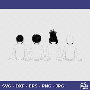 友情の男性のアウトライン、アフリカ系アメリカ人の SVG、黒人男性の SVG、アフロの男性の SVG、友人のグループの SVG、兄弟愛の SVG