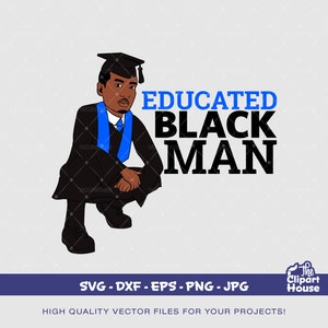 Hombre negro educado, graduación svg, Senior 2023, sombrero de graduación svg, regalos de graduación svg, planificador universitario, escuela secundaria svg