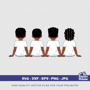 友情の少年たち 4、アフリカ系アメリカ人 svg、黒人少年 svg、アフロ少年 svg、友人グループ svg、兄弟愛 svg