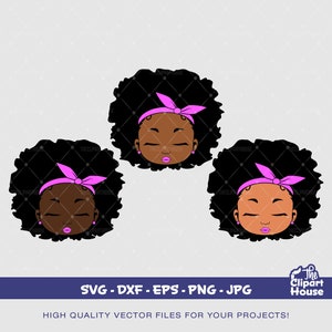 Augen geschlossen Afro Girl | Digital SVG - DXF - EPS - png - Jpg | Sofortdownload | Afroamerikaner svg, schwarzes Kind svg, Afro kind svg