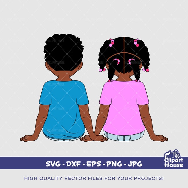 Young Siblings, african american svg, black boy svg, afro boy svg, family svg, siblings svg, black girl