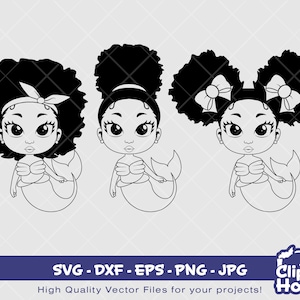 Peekaboo sirena silueta / Digital SVG - DXF - EPS - png - Jpg / Descarga instantánea / afroamericano svg, niño negro svg, niño afro