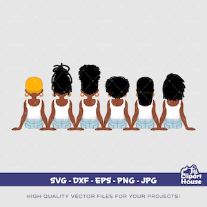 友情の少女たち 7、アフリカ系アメリカ人 svg、黒人女性、友情の目標、親友、友人のグループ svg、黒人少女の魔法 svg