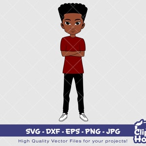 Schwarzer Teenager Junge | Digital SVG - DXF - EPS - png - Jpg | Sofortdownload | Cricut svg, bedruckbar, afroamerikanische svg, schwarze Jungen svg, jugendlich