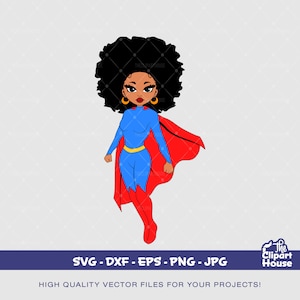 Femme super-héros noire 2 | Numérique SVG - DXF - EPS - png - Jpg | Téléchargement instantané | svg afro-américain, svg femme noire, svg superwoman
