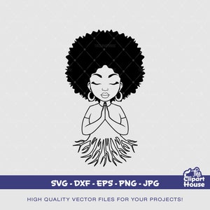 Pregare radici donna nera sagoma sagoma, afro-americano in formato SVG, donna nera in formato SVG, fede in formato SVG, religione in formato SVG, speranza in formato SVG, mani in preghiera