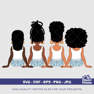 友情の少女 12、アフリカ系アメリカ人 svg、黒人女性、友情の目標、親友、友人のグループ svg、黒人少女の魔法 svg