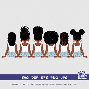 Amicizia ragazze 6 / Digital SVG - DXF - EPS - png - Jpg / Download istantaneo / africana in formato SVG, donna nera, obiettivi di amicizia, migliori amiche