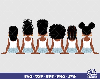 Friendship Girls 6 | Digital SVG - DXF - EPS - png - Jpg | Instant Download | african svg,black woman, friendship goals, best friends