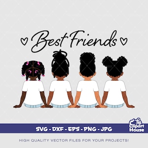 Mejores amigas chicas jóvenes, afroamericanas svg, chicas negras, objetivos de amistad, mejores amigas, chicas jóvenes