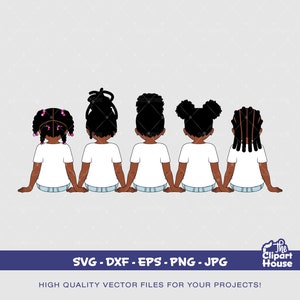 Freundschaft Junge Mädchen 5, Afroamerikaner svg, schwarze Mädchen, Freundschaftsziele, beste Freunde, junge Mädchen
