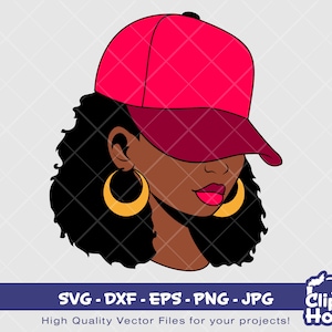 afroamerikanischer Hut Frau tief | Digital SVG - DXF - EPS - png - Jpg | Sofortdownload | Smirk svg, Afroamerikaner svg, schwarze Frau