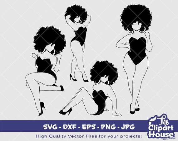 Download Thick Pin Up Black Woman Silhouette Bundle Digital Svg Dxf Etsy