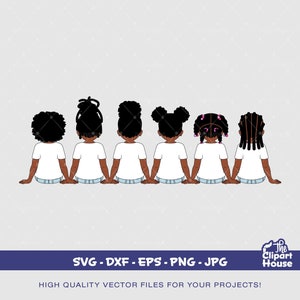 Freundschaft Junge Mädchen 6, Afroamerikaner svg, schwarze Mädchen, Freundschaftsziele, beste Freunde, junge Mädchen