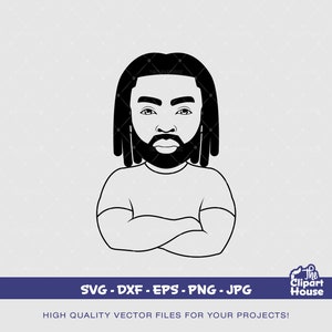 Strong Black Man Locs Outline Silhouette, african american svg, bearded man svg, black excellence svg, melanin svg, dope svg, black king svg