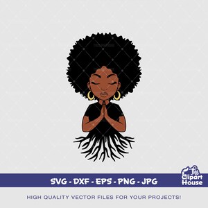 Preghiera Roots Black Woman, afro-americano in formato SVG, donna nera in formato SVG, fede in formato SVG, religione in formato SVG, speranza in formato SVG, mani in preghiera, donna in preghiera in formato SVG