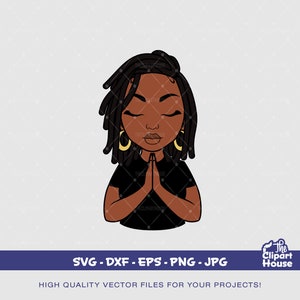 Pregando Locs Donna, afro-americano in formato SVG, donna nera in formato SVG, fede in formato SVG, religione in formato SVG, speranza in formato SVG, mani in preghiera, donna in preghiera in formato SVG