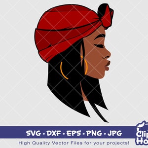 Rot Bandana Frau | Digital SVG - DXF - EPS - png - Jpg | Sofortdownload | Cricut, svg, afroamerikanische svg, schwarze Frau svg, Bandanamädchen