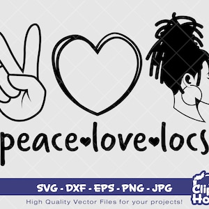Peace Love Locs-silhouet | Digitale SVG - DXF - EPS - png - jpg | Direct downloaden | zwarte mensen svg, Afro-Amerikaanse, zwarte vrouw svg, afro