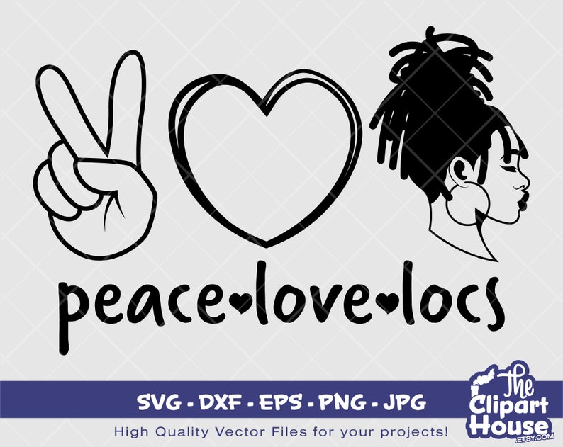 Download Art Collectibles Clip Art Peace Love Locs Silhouette Instant Download Png Dxf Jpg Digital Svg Eps Black People Svg African American Black Woman Svg Afro