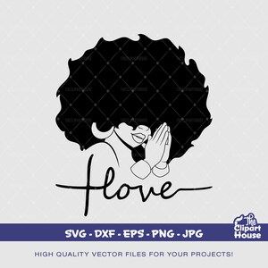 Preghiere d'amore, afro-americano in formato SVG, donna nera in formato SVG, afro, fede in formato SVG, religione in formato SVG, speranza in formato SVG, mani in preghiera