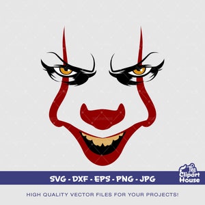 Cara de Pennywise, fantasma de Halloween svg, vector de Halloween, pennywise svg, horror svg, disfraz de pennywise, decoración de Halloween, decoración de Halloween