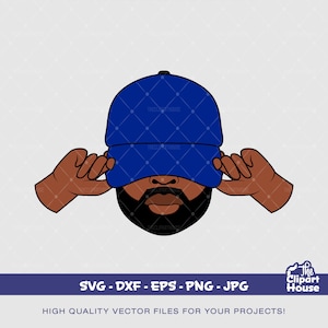 Homme noir tenant une casquette, svg afro-américain, svg homme noir, svg homme barbu, svg excellence noir, svg mélanine, svg roi noir