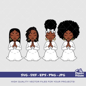 Black Women Angel Prayers, afro-americano in formato SVG, donna nera in formato SVG, fede in formato SVG, religione, speranza, pregare insieme, preghiera di gruppo