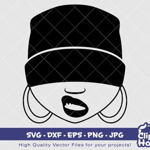 Bonnet narquois narquois | Numérique SVG - DXF - EPS - png - Jpg | Téléchargement instantané | Sourire narquois svg, svg afro-américain, svg femme noire, svg dame afro