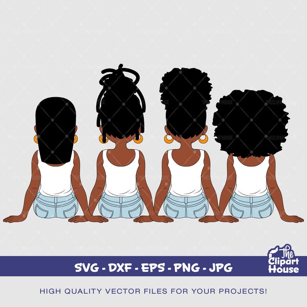 Friendship Girls 4 | Digital SVG - DXF - EPS - png - Jpg | Instant Download | african svg,black woman, friendship goals, best friends