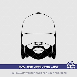 Black Man Locs Cap Outline, african american svg, black man svg, bearded man svg, black excellence svg, melanin svg, black king svg