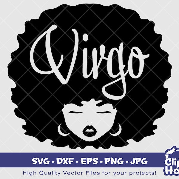 Virgo Afro Woman | Digital SVG - DXF - EPS - png - Jpg | Instant Download | zodiac sign, horoscope,astrology, birthdays, stars, virgo