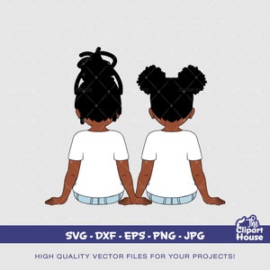 Amicizia Young Girls 2, afro-americano in formato SVG, ragazze nere, obiettivi di amicizia, migliori amici, ragazze giovani