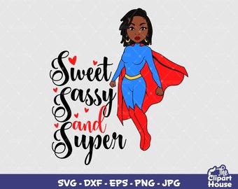 甘くて生意気なスーパーウーマン、アフリカ系アメリカ人の svg、黒人女性の svg、ヒーロー、スーパーウーマンの svg、黒人少女の魔法、スーパーヒーローの svg