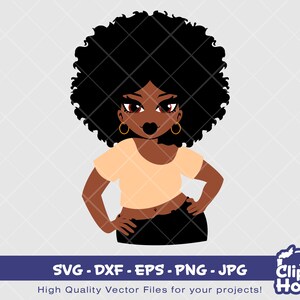 Mujer de glamour grueso / SVG digital - DXF - EPS - png - Jpg / Descarga instantánea / Cricut, svg, afroamericano svg, mujer negra svg, dama afro