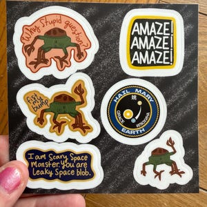 Hoja de calcomanías del Proyecto Ave María / Calcomanías de Rocky el Eridiano / ¡Asombroso, asombroso, asombroso! / Calcomanías de Fist My Bump, Leaky Space Blob / Lámina de vinilo 4x4