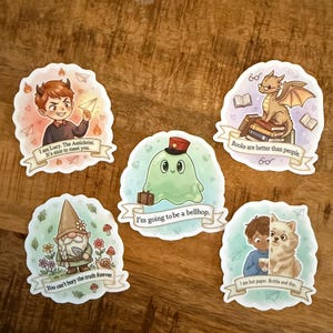 House in the Cerulean Sea Sticker Bundle - 5er Pack - TJ Klune Fan Art - Lucy, Chauncey, Theodore, Talia, Sal - Geschenk für Leser