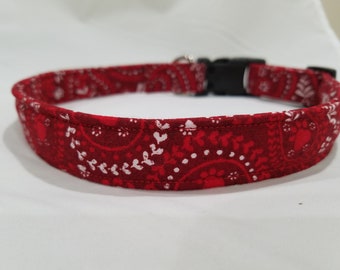 Dog Collar - Red Bandana with Paw Prints and Flowers