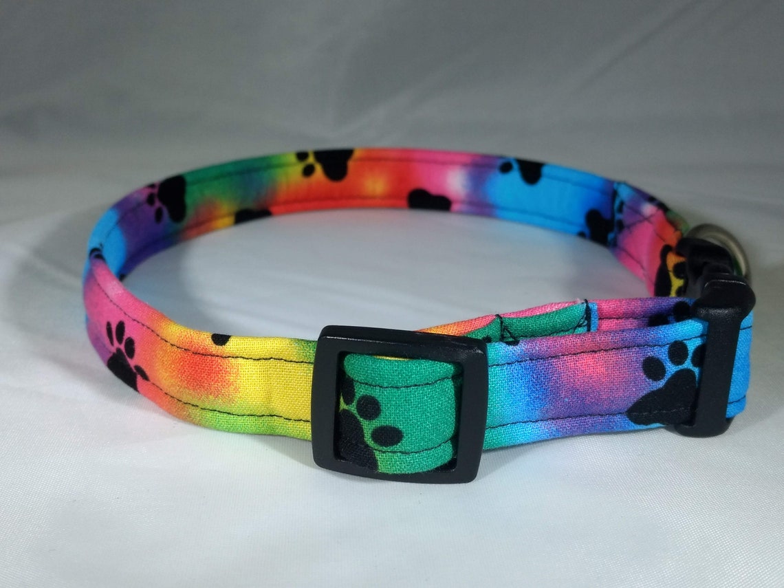 Dog Collar Paw Print Tie Dye Etsy