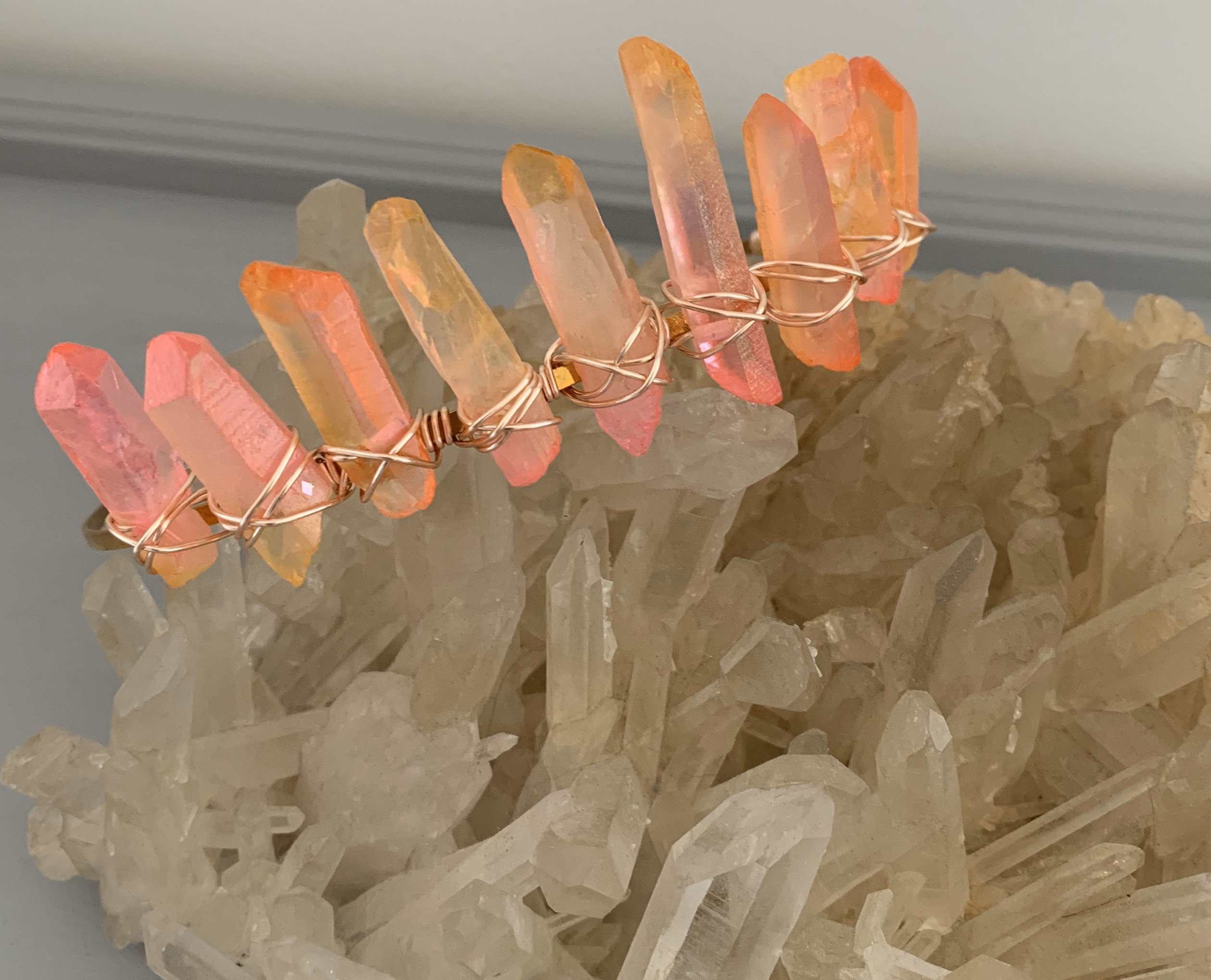 PINK & ORANGE OMBRE Bridal Crystal Crown, Tiara - Etsy display picture 1