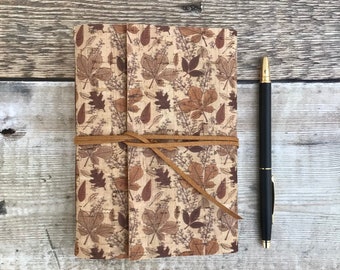 Cork Journal / Notebook with autumn leaves