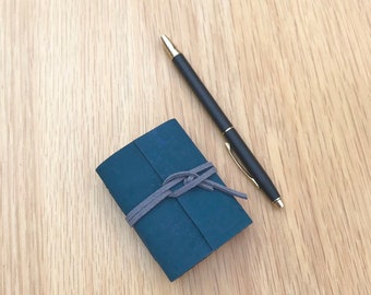 Mini Cork Notebook in teal blue
