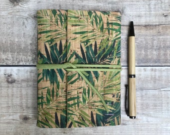 A6 Cork Journal with Bamboo Leaves print