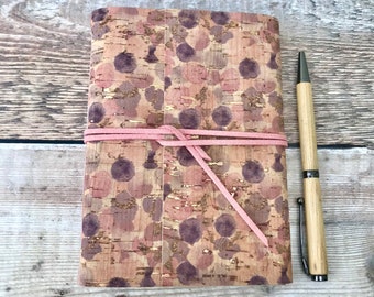 Cork Journal / Notebook with Purple and Pink Bubbles
