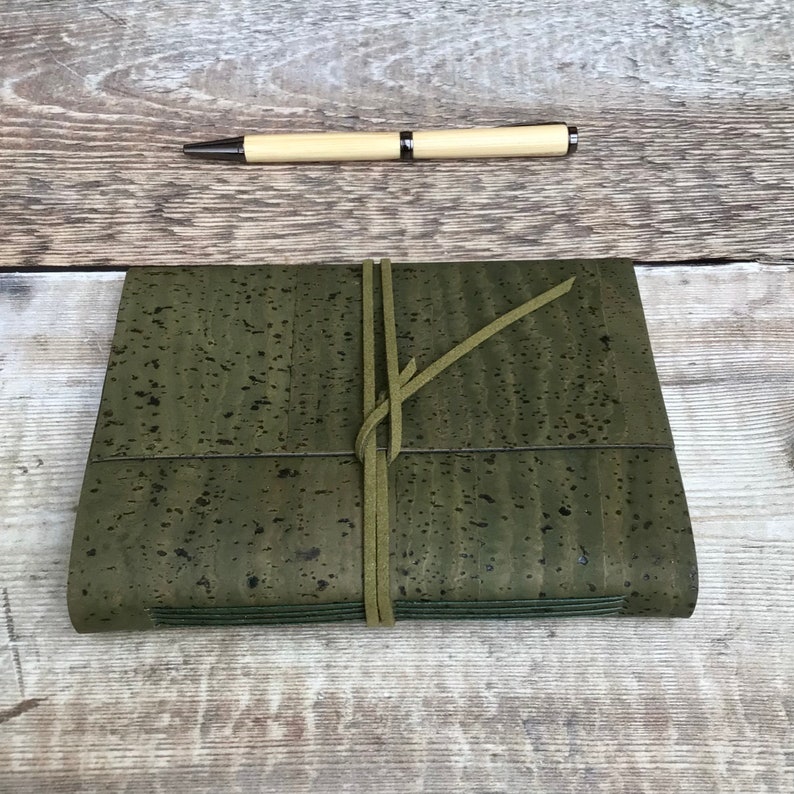 Cork Journal / Notebook in olive green image 5