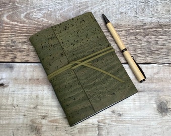 Cork Journal / Notebook in olive green