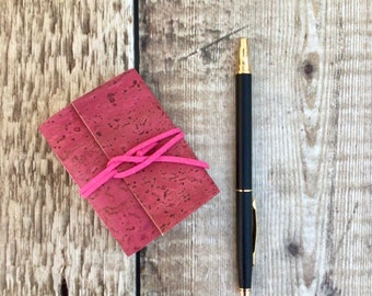 Mini Cork Notebook in magenta pink