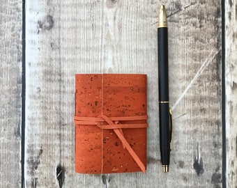 Mini Cork Notebook in burnt orange