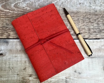 Cork Journal / Notebook in vivid red